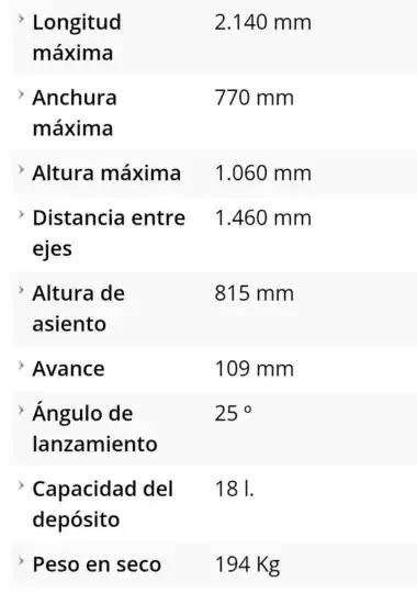 FZ 1 ficha técnica dimensiones y peso