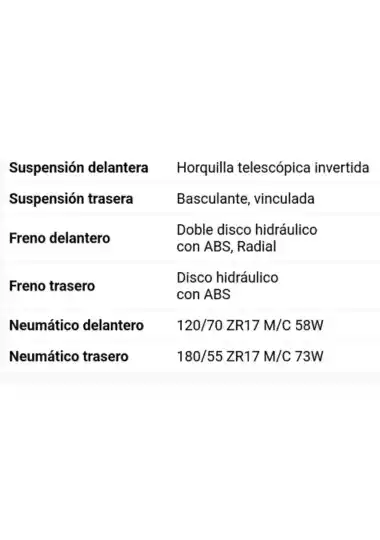 R7 ficha técnica de la suspensión y llantas
