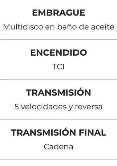 YFZ 450 ficha técnica de la trasmisión